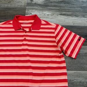 Nike Golf Dri Fit Tech Striped‎ Mens L Mini Swoosh Tour Performance Polo Shirt